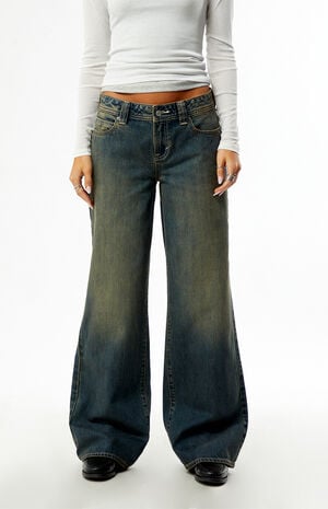 Casey Low Rise Baggy Jeans Seamed Pocket Dark Blue Tint image number 2