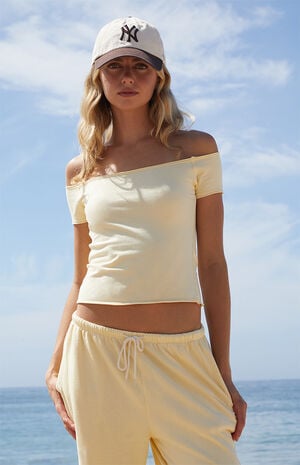 Yellow Bonnie Off-The-Shoulder Crop Top image number 1