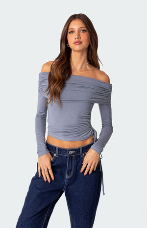 Gathered Fold Over Drawstring Top image number 1