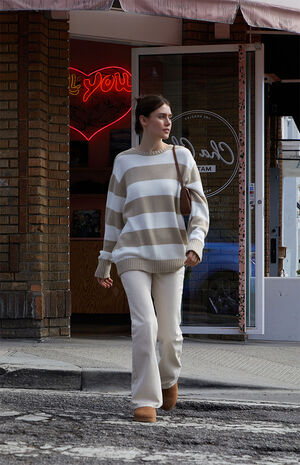 Beige & White Striped Brianna Sweater image number 4