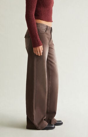 Casey Low Rise Baggy Jeans Button Pocket Brown image number 3