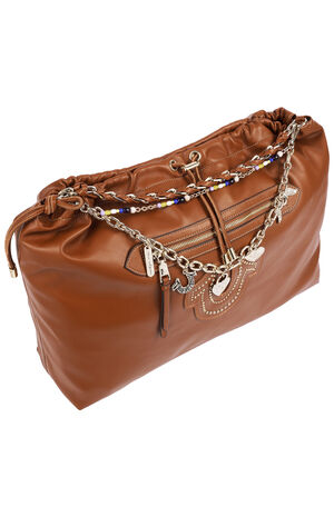Cognac Vintage Chain Soft Hobo Bag image number 5