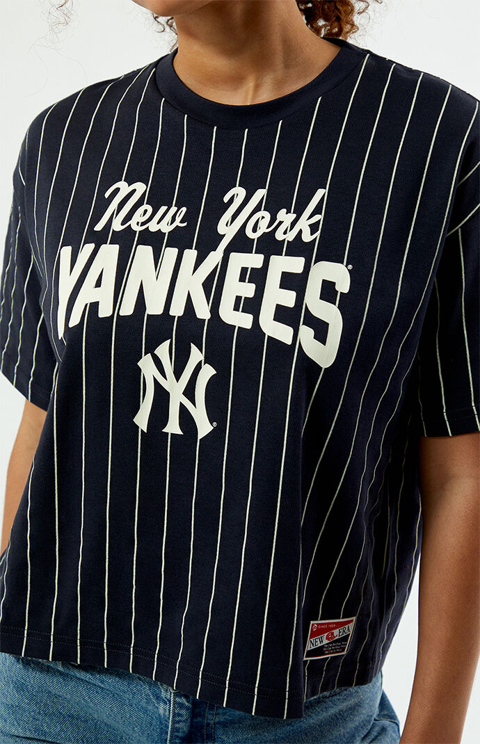 New Era NY Yankees Striped Boxy Cropped T-Shirt | Pacsun