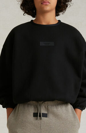 ESSENTIALS Black Crew Neck Sweatshirt image number 5