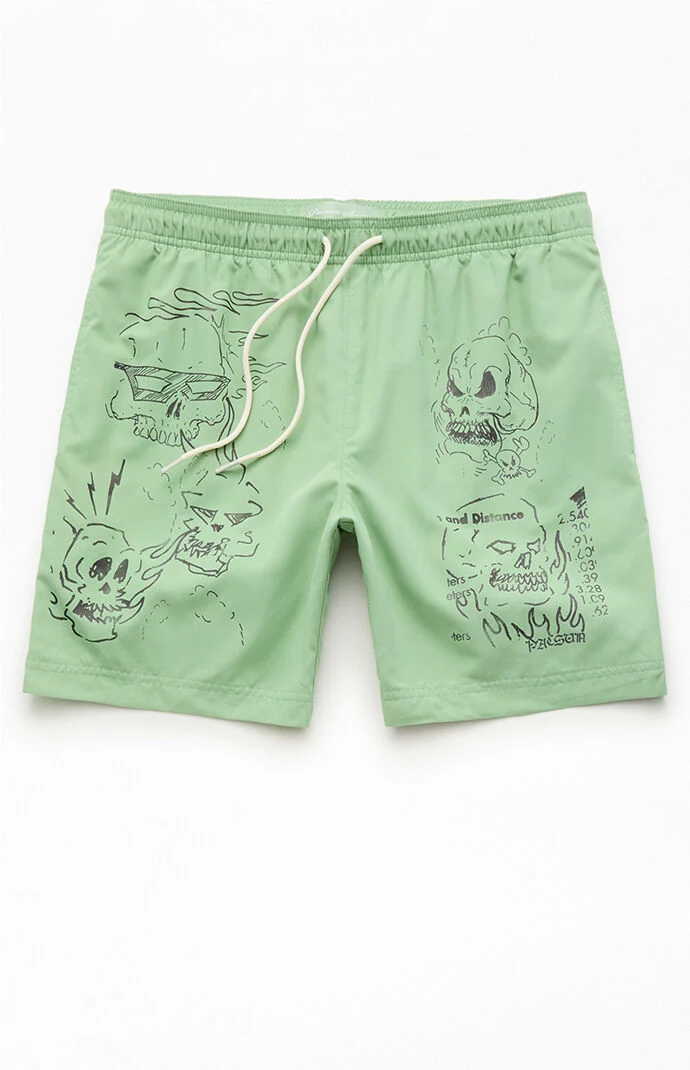 Pacsun Sketchbook Seersucker 6.5" Swim Trunks