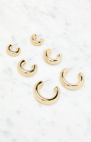 3 Pack Chunky Hoop Earrings image number 2