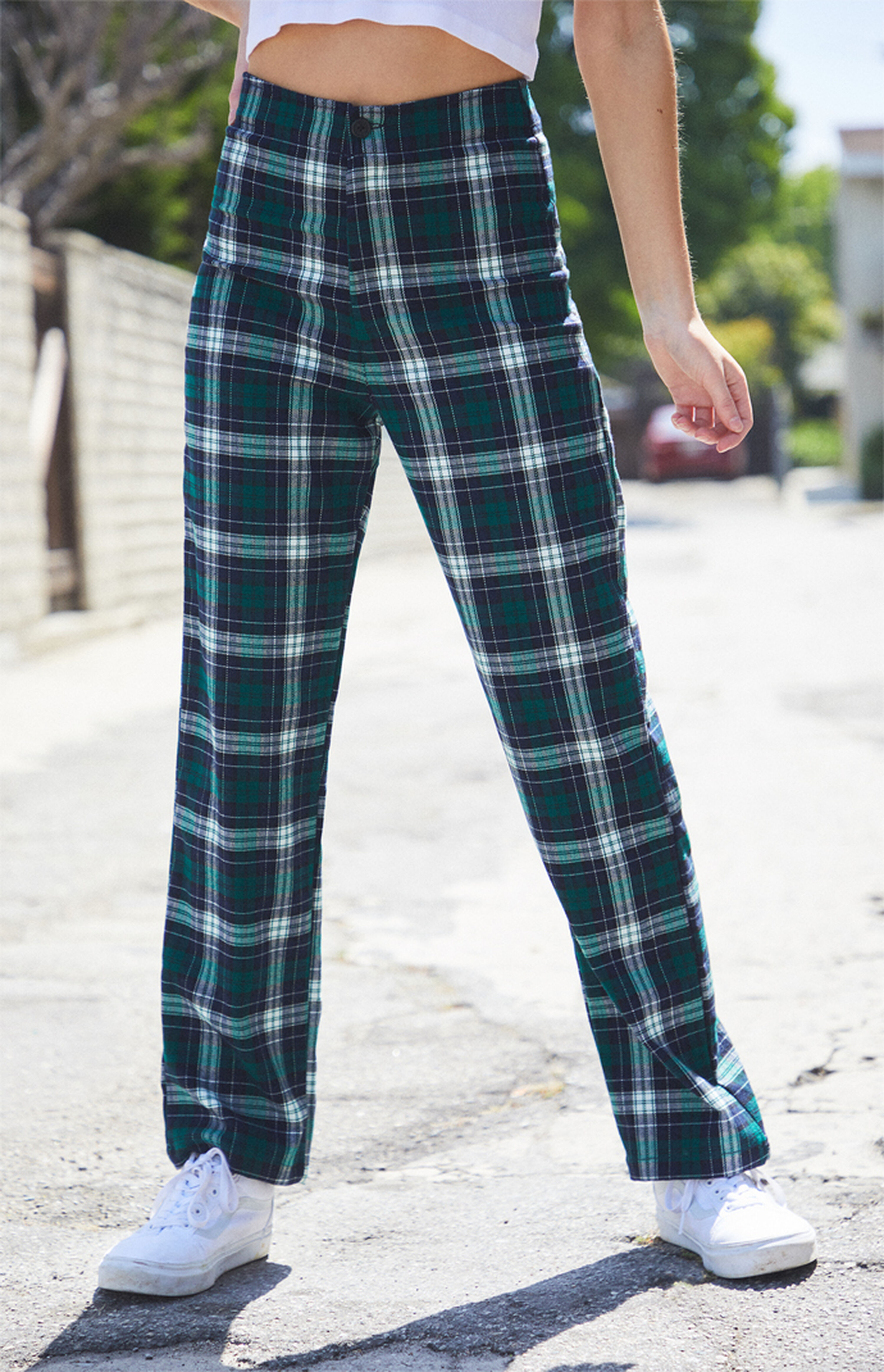 John Galt Blue & Green Plaid Kim Pants PacSun PacSun