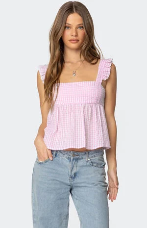 Jenson Backless Gingham Top image number 1