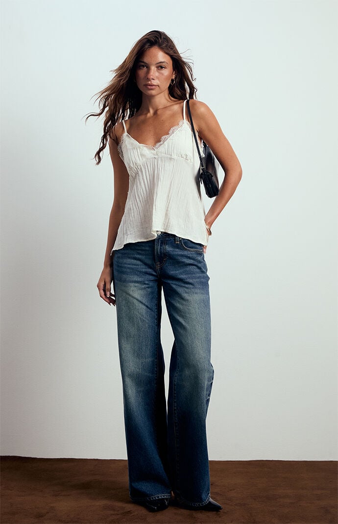 Beverly and Beck Elise PlissÃ© Lace Tank Top