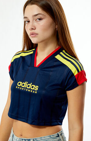Navy Tiro Cut 3-Stripes Cropped Jersey image number 2