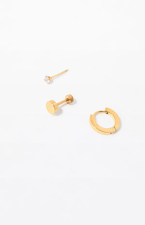 3 Piece Gold Mixed Earrings image number 2