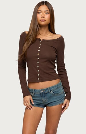 Cameo Boat Neck Button Up image number 1