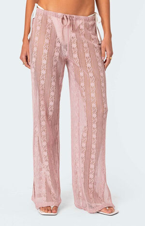Embroidered Sheer Lace Pants image number 2