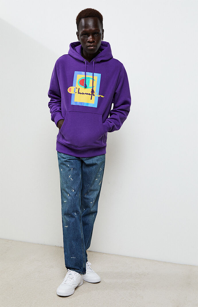 purple champion hoodie mens