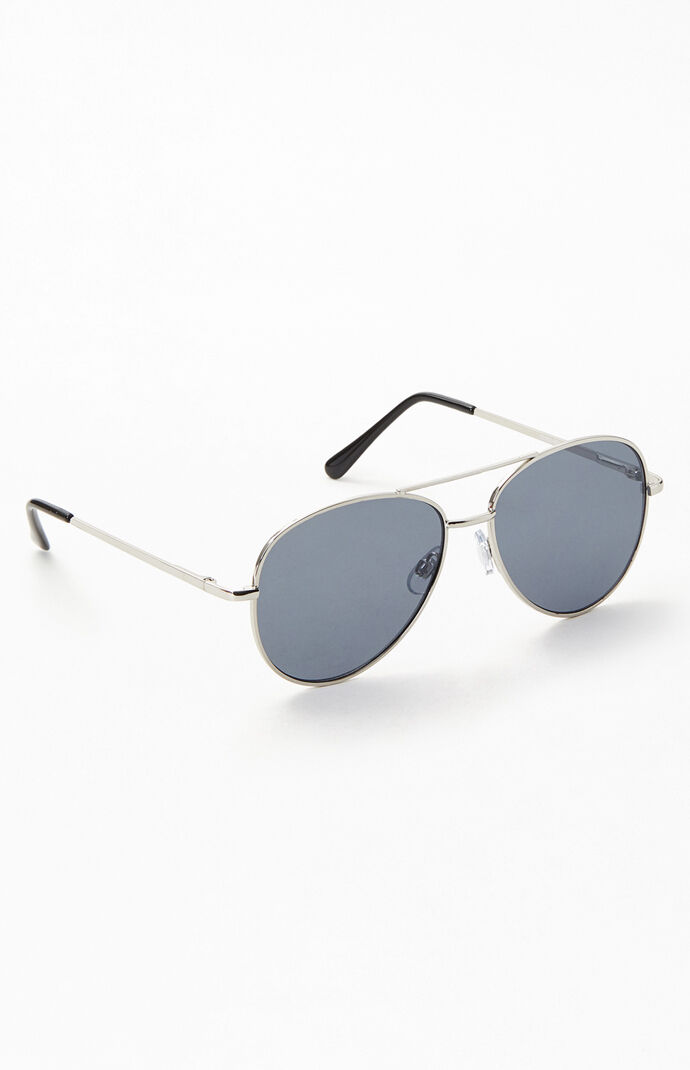 Silver Metal Aviator Sunglasses