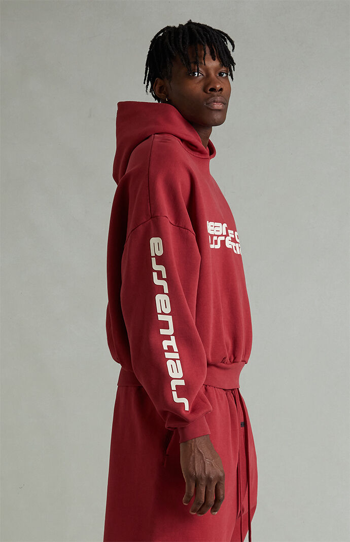 Fear of God ESSENTIALS Crimson Cropped Relaxed Hoodie