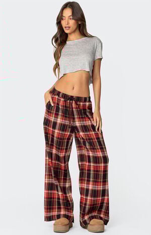 Lounge Around Plaid Wide Leg Pants
