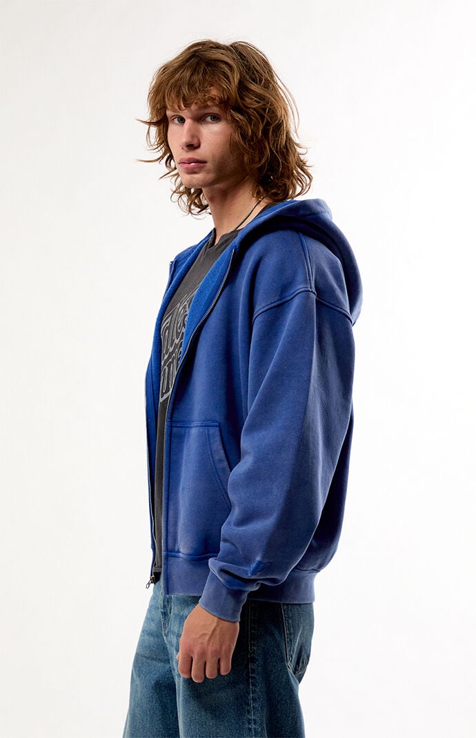 Pacsun Blue Snow Wash Full Zip Hoodie