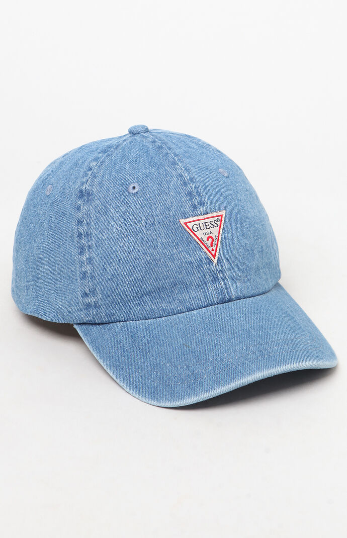 Guess Denim Triangle Strapback Dad Hat 