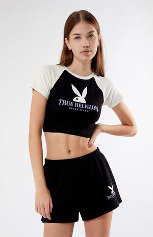 x Playboy Black Lounge Sweat Shorts image number 3