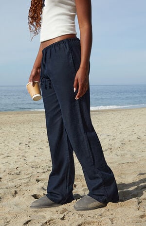 Dark Blue Anastasia Linen Pants image number 2