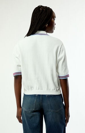 Striped Polo Henley Short Sleeve Sweater image number 4