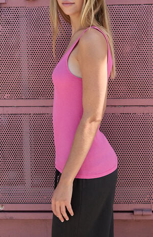 Pink Ribbed Amaya Tank Top image number 3