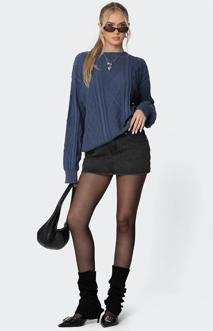 Edikted Jessy Cable Knit Oversized Sweater | PacSun