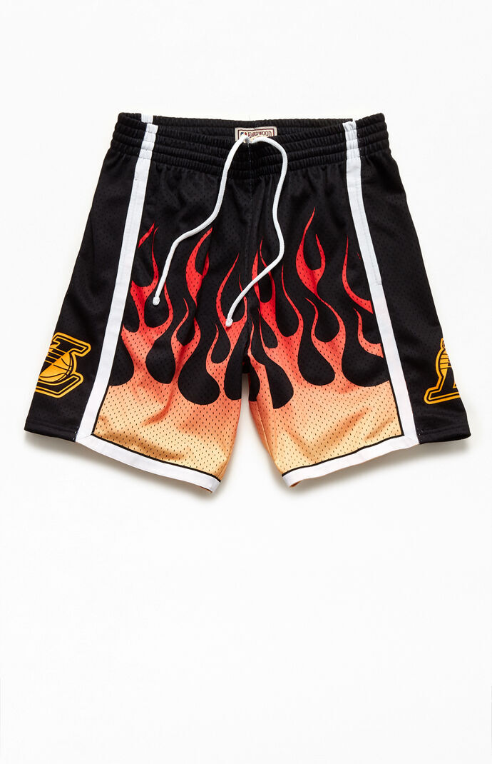 96 Lakers Flames Basketball Shorts