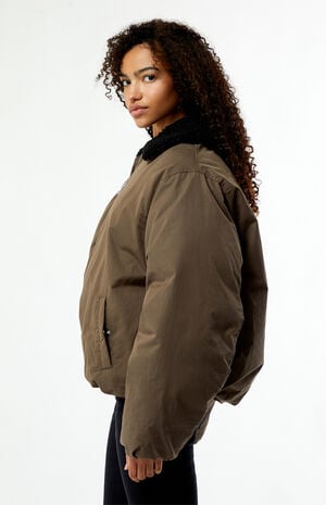 Faux Fur Collar Balloon Bomber Jacket image number 2