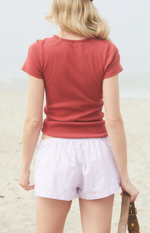 Brown & White Keira Pajama Boxer Shorts image number 4