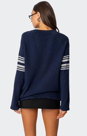 Contrast Stripe Oversized Knit Top image number 5