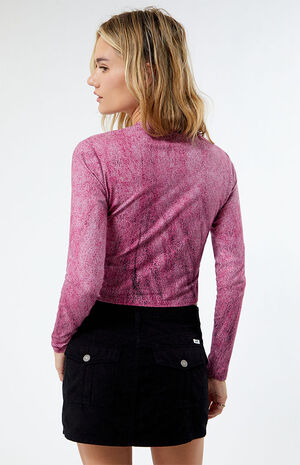 Printed Denim Long Sleeve Top image number 4