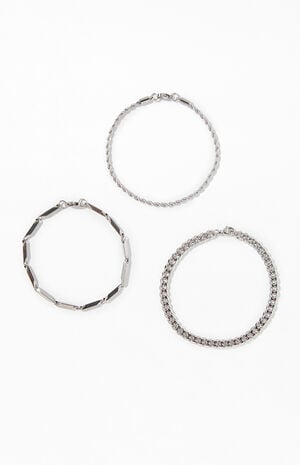 3 Pack Silver Bracelets image number 1