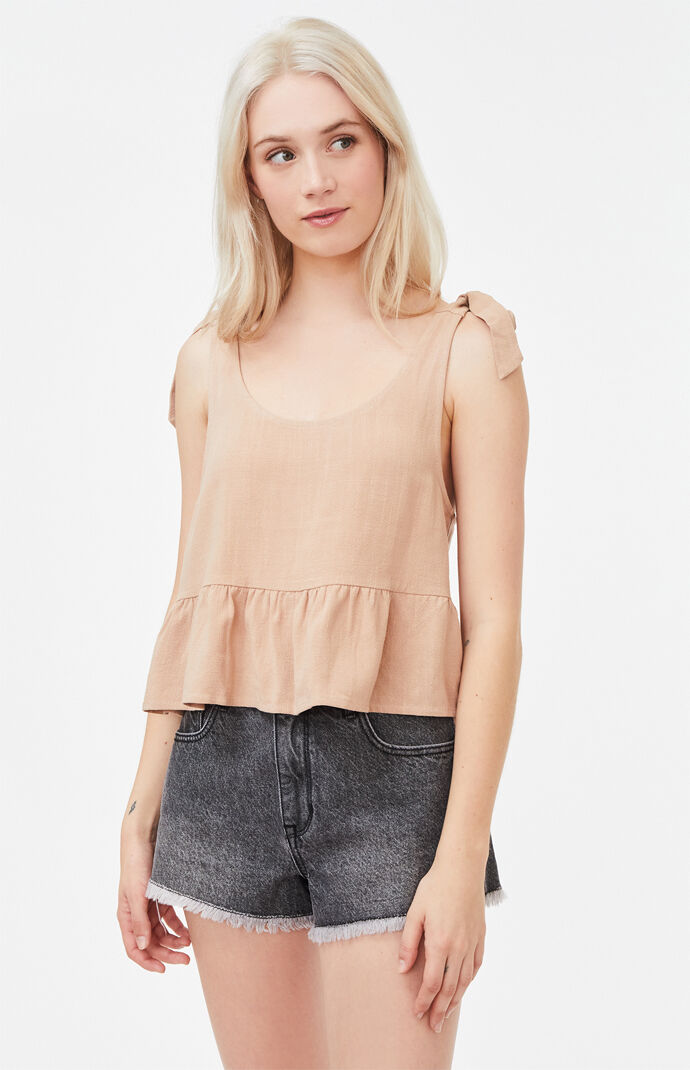Tie Strap Babydoll Tank Top