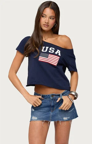 USA Babe Off-The-Shoulder T-Shirt image number 1