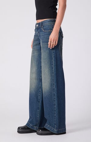 Kaia Ultimate Low Rise Baggy Jeans Button Pocket Tint Dark Blue image number 4