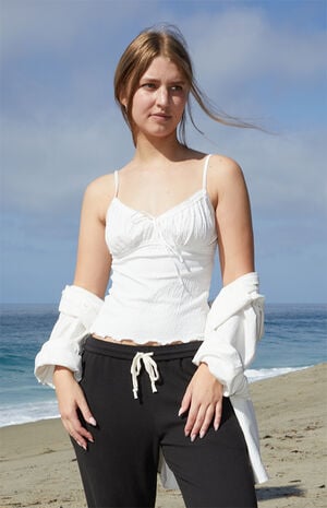 White Tie Front Tank Top