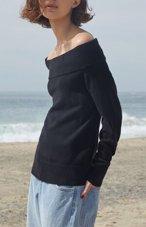 Black Renata Off-The-Shoulder Sweater image number 2