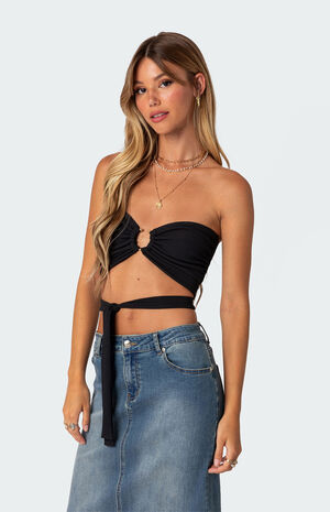 Zia Ribbed Ring Tie Crop Top image number 4