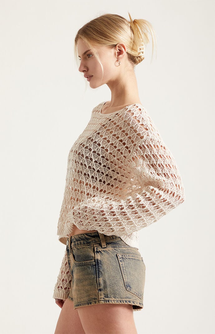 Pacsun Tatum Ultimate Low Rise Denim Micro Shorts Tinted Brown