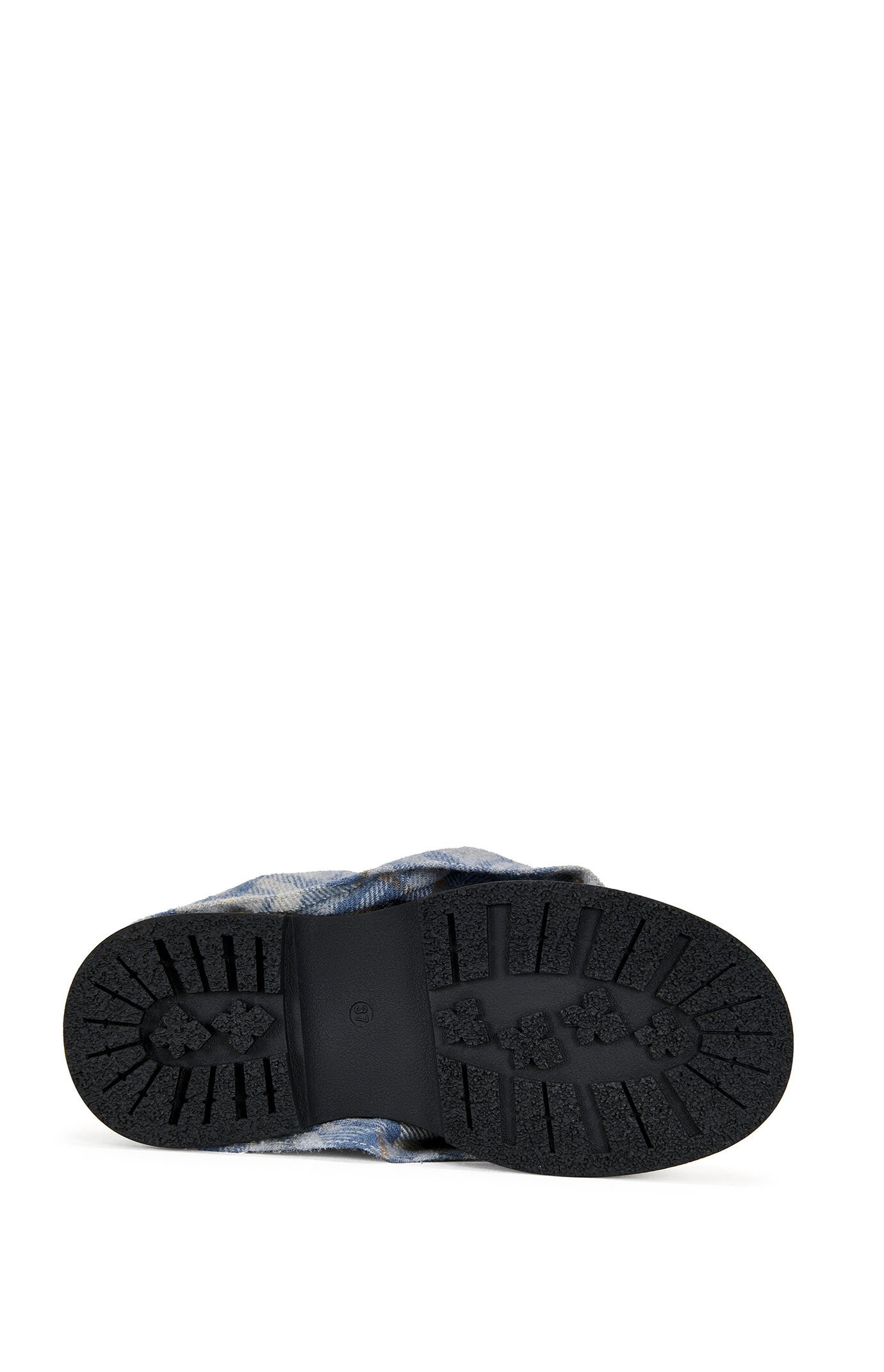 AZALEA WANG Semyon Blue Plaid Loafers