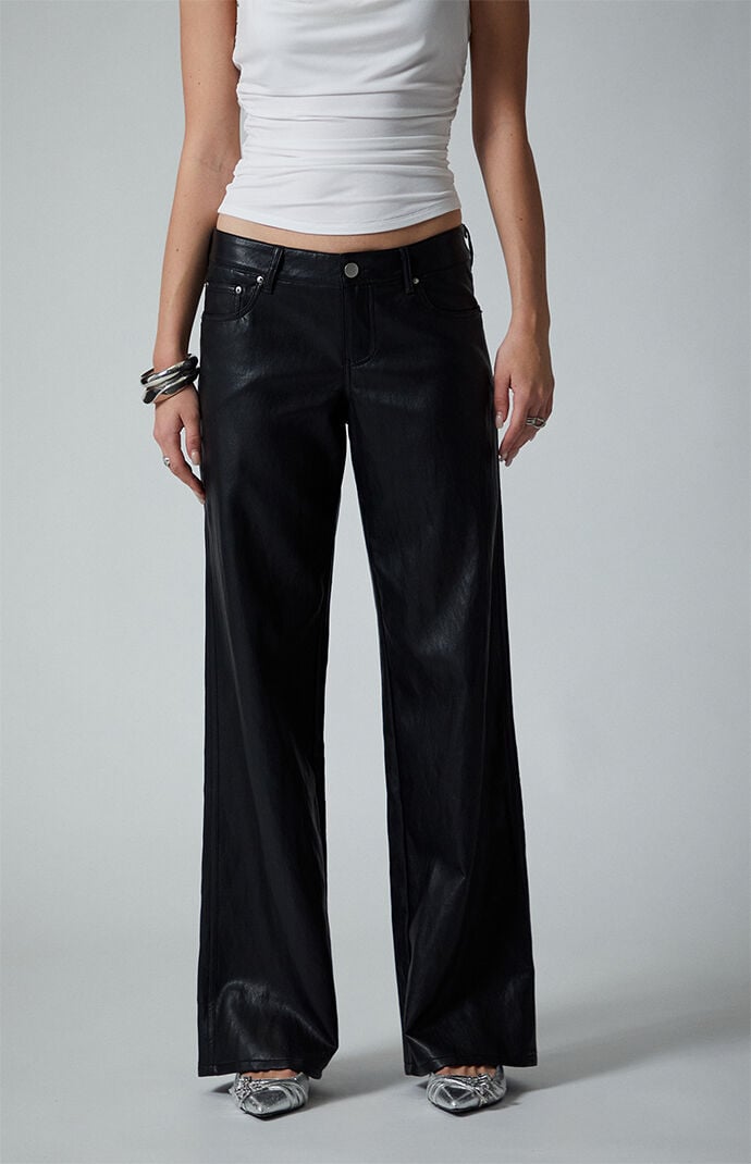Third Charm Faux Leather Low Rise Baggy Pants