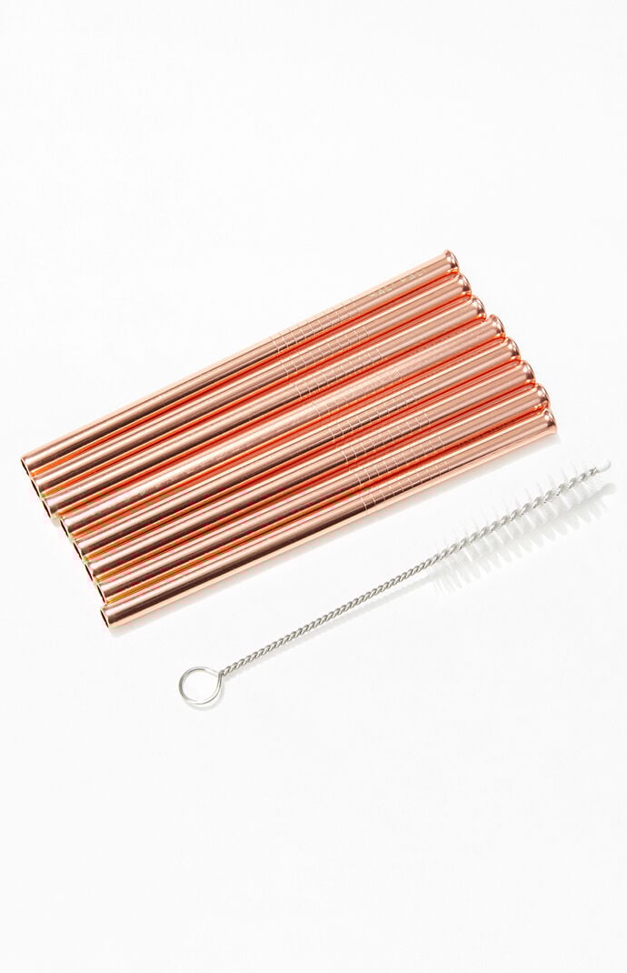 Rose Gold Cocktail Reusable Straw Set