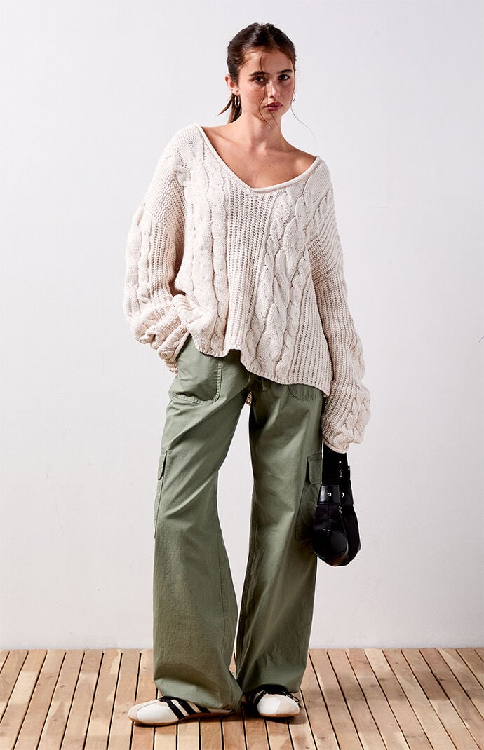 Your Favorite Laney V-Neck Cable Knit Sweater