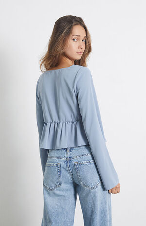 Ruched Long Sleeve Babydoll Top image number 3