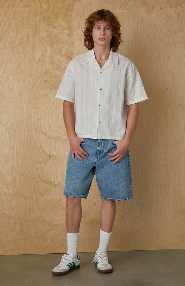 Pacsun White Pointelle Oversized Camp Shirt