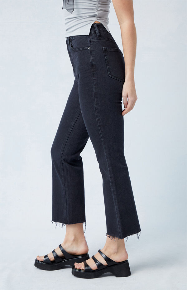 Eco Stretch Black High Waisted Cropped Bootcut Jeans