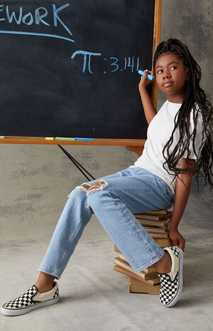 Eco Light Blue Ripped Straight Leg Jeans image number 1