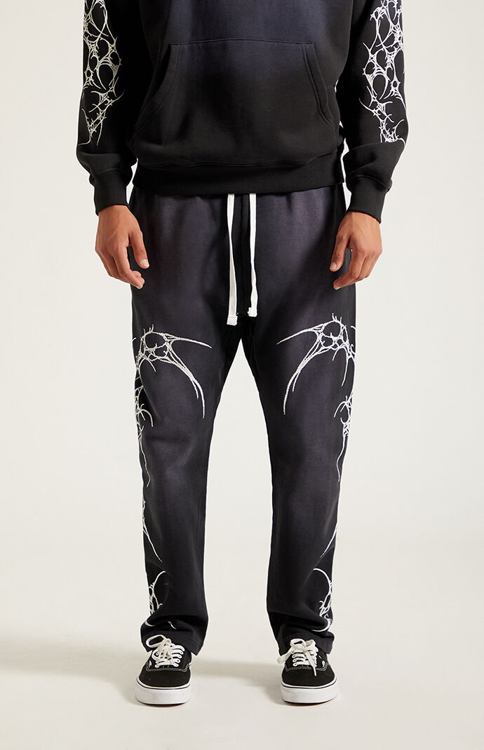 Pacsun Washed Black Graphic Fleece Straight Leg Sweatpants | Pacsun